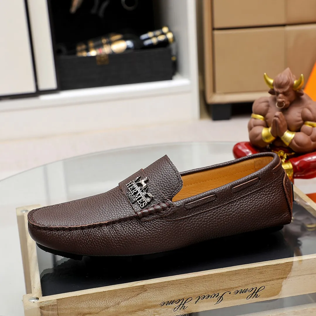Men's shoes 💰360 🕷🕷【HERMES】The same style as Hermès counters🇨🇳Classic slip-on shoes 1:1 mold opening💯Original quality🍓Using imported first-layer cowhide🍅Pigskin lining🌶🌶Super high-end men's leather shoes🇨🇳Solid and stable Very special🍇 Color, optional! Code number 38-45……